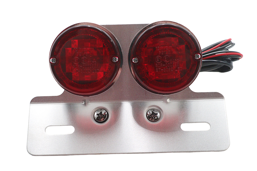 Chrome Twin Round Tail Lamp with Alloy License Bracket