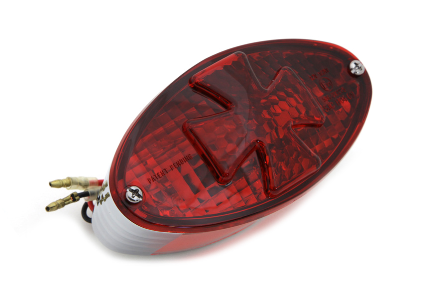 Oval Tail Lamp with Maltese Inset Red Lens with Red Cross