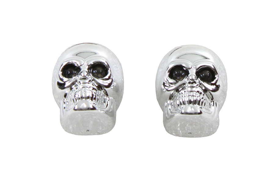 License Plate Frame Skull Bolt Set Chrome with Red LEDS