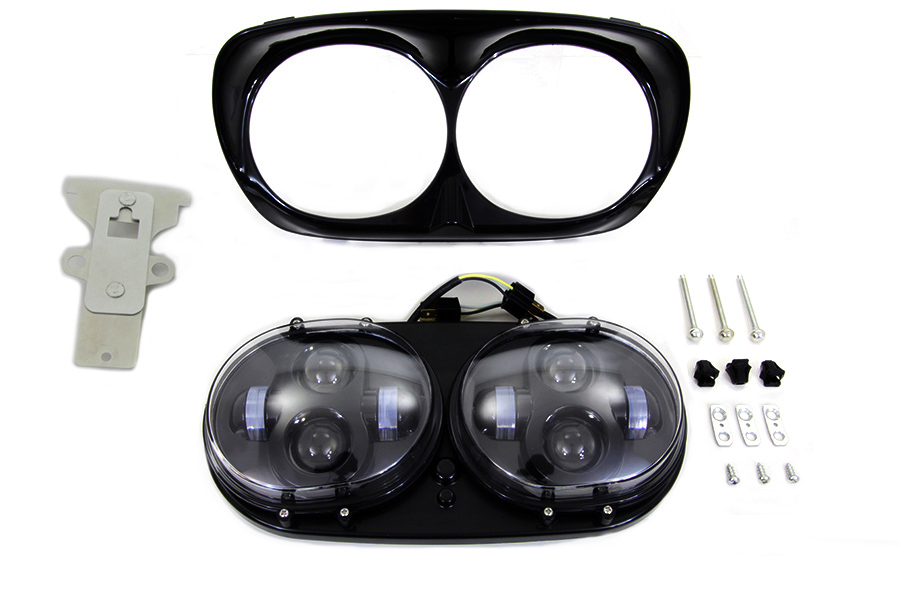 Black Dual LED Headlamp Unit