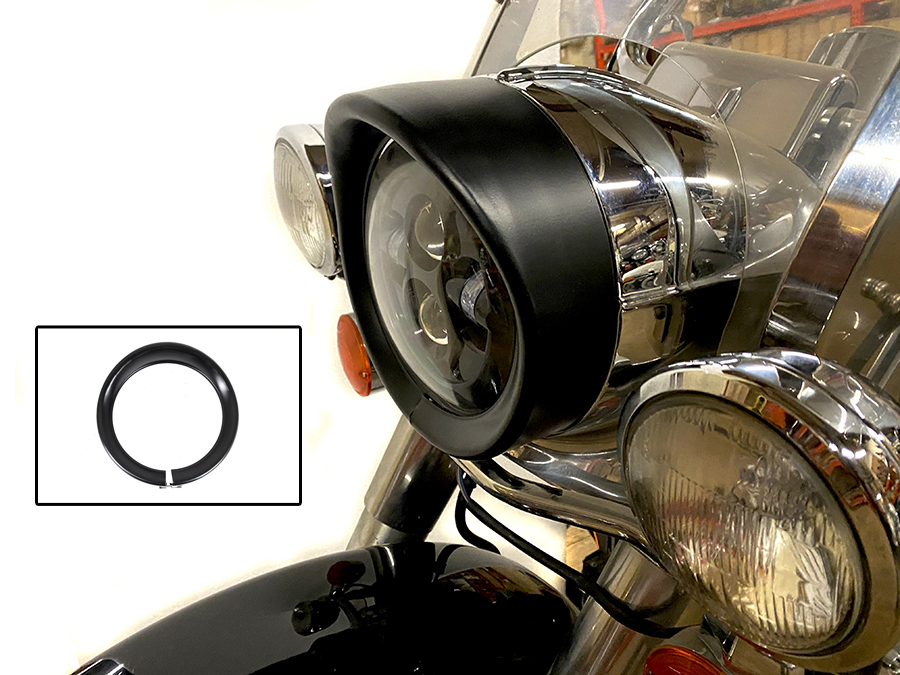 Outer Headlamp Black Frenched Trim Ring with Visor