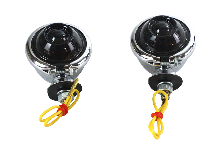 Chrome Turn Signal Set Bullet with Smoked Lens