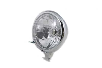 Chrome 5-3/4" Round Faceted Headlamp Assembly
