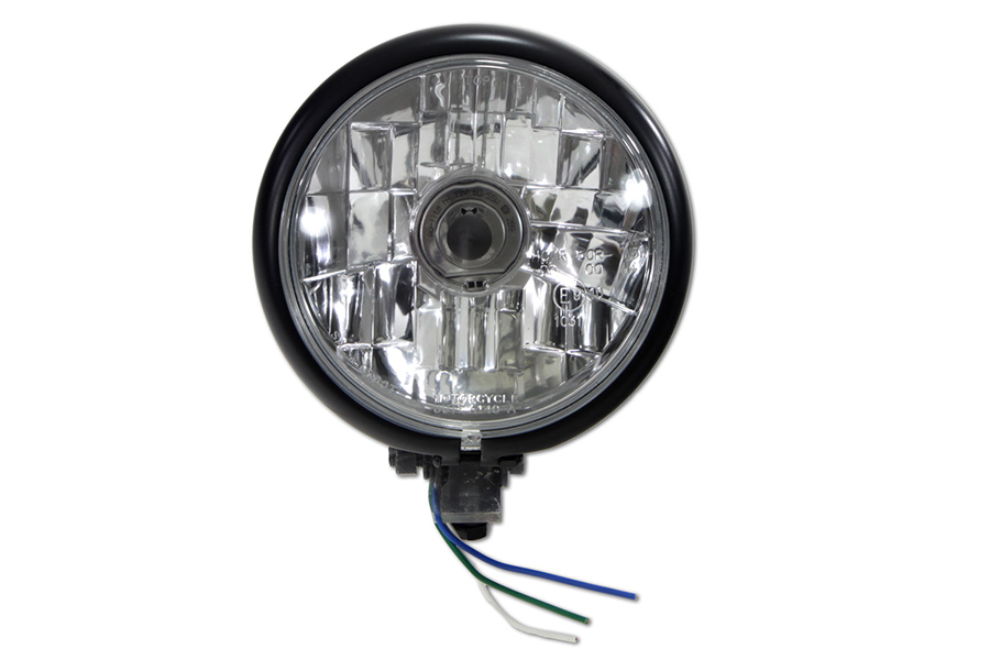 Black 5-3/4" Round Faceted Headlamp Assembly