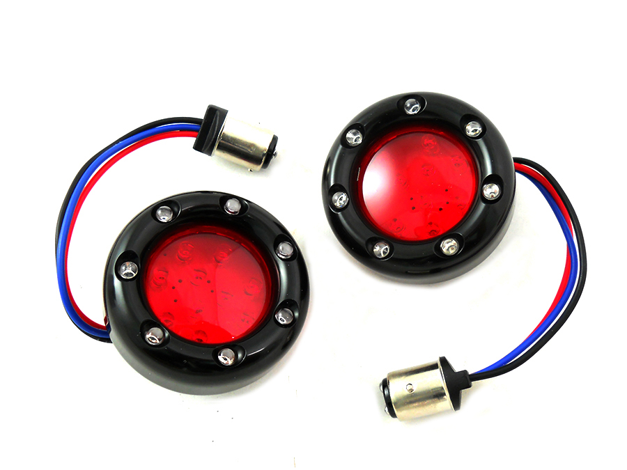 Black LED Turn Signal Bezel with Red Lens