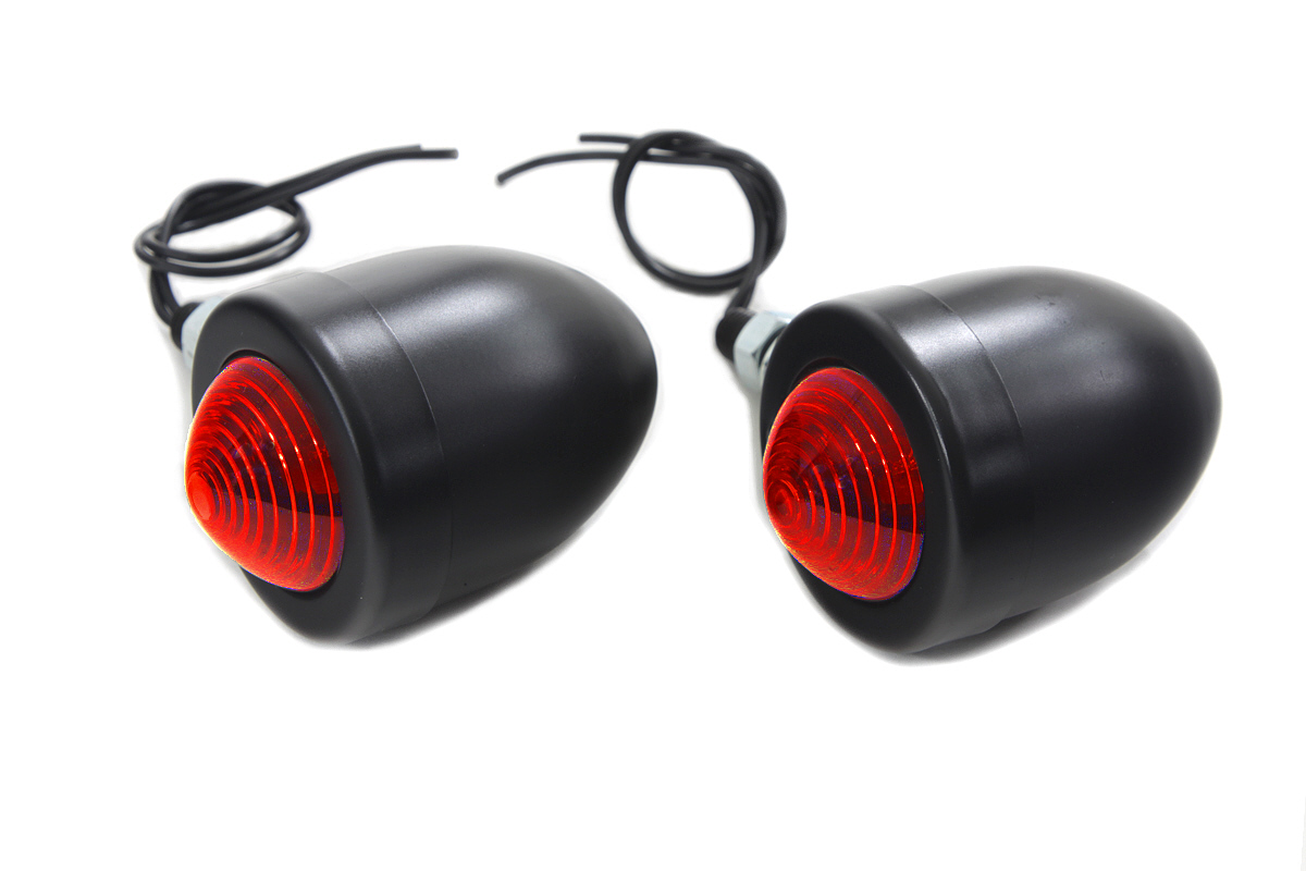 Black Bullet Marker Lamp Set with Red Lens