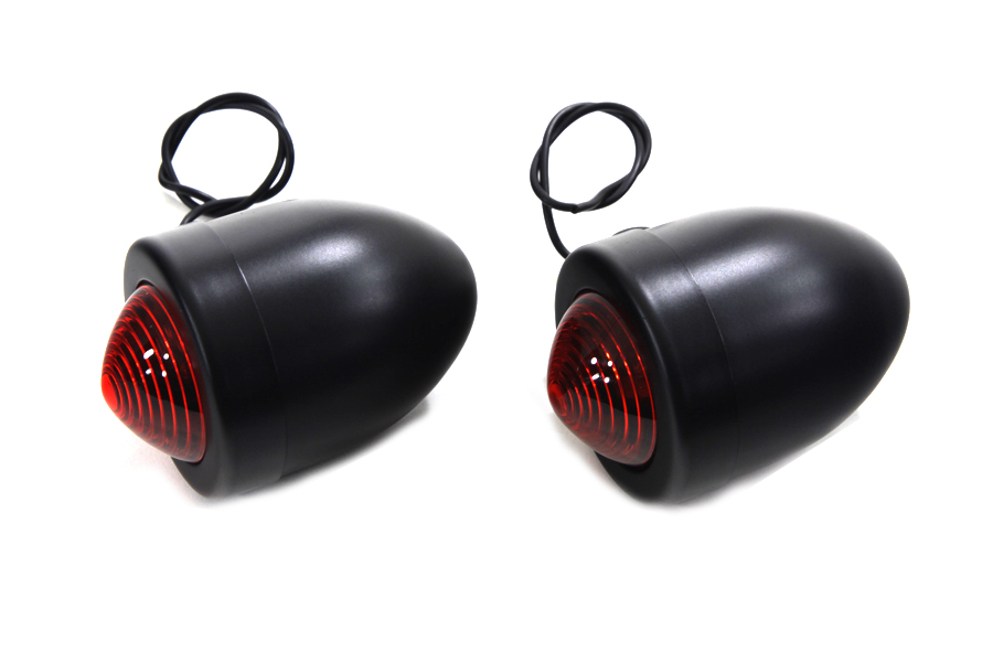 Black Bullet Marker Lamp Red Single Filament for Harley-Davidson
