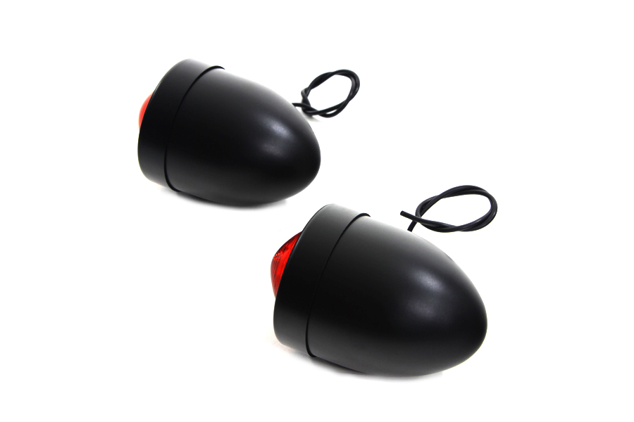 Black Bullet Marker Lamp Red Single Filament for Harley-Davidson