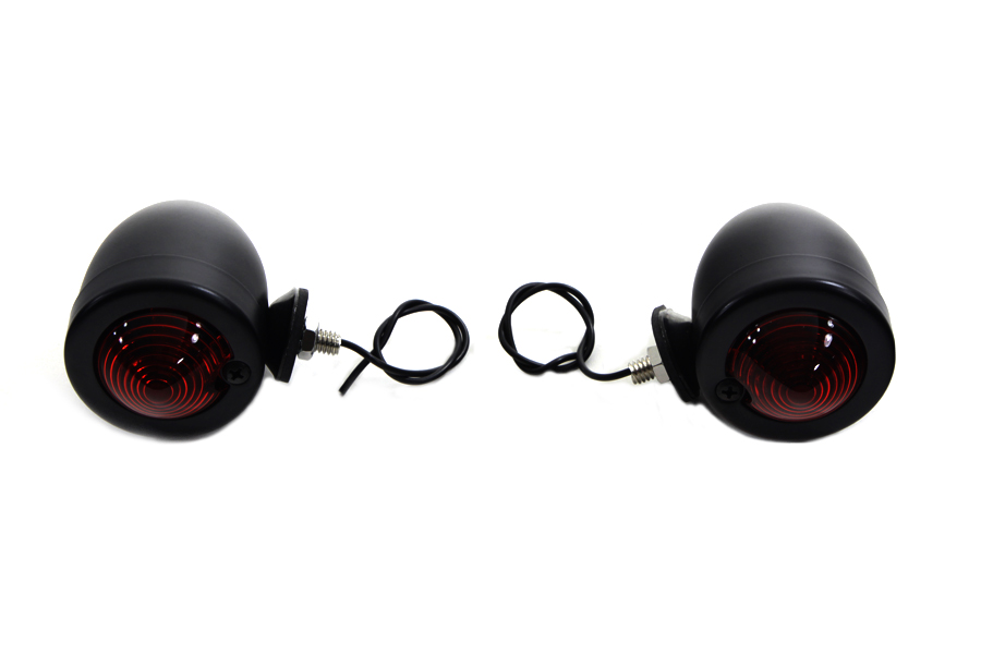 Black Bullet Marker Lamp Red Single Filament for Harley-Davidson