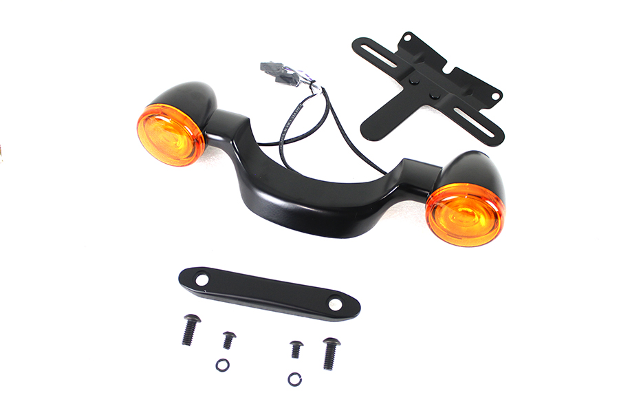 Black Bullet Rear Turn Signal Bar and License Plate         Relocation Kit