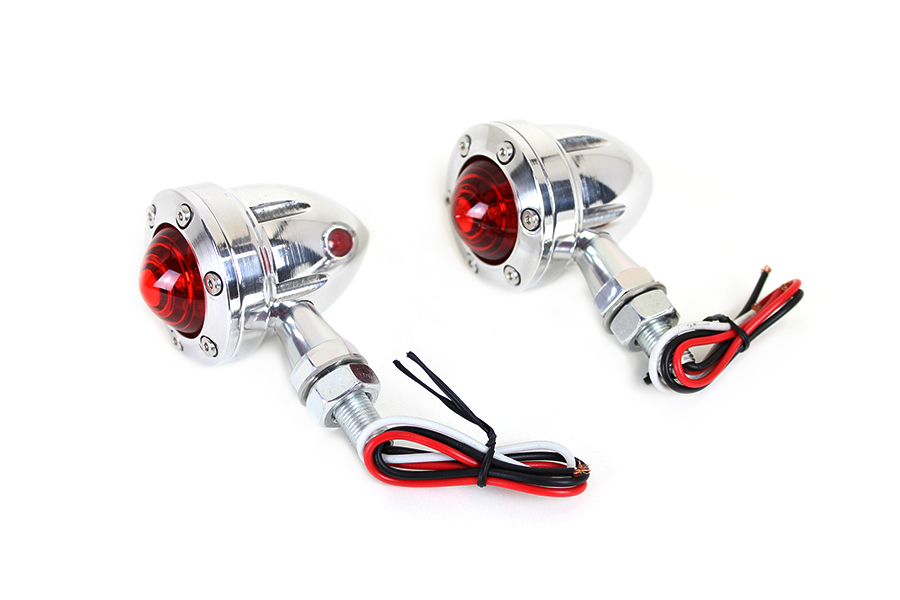 *UPDATE LED Bullet Turn Signal Set Polished with Red Lens