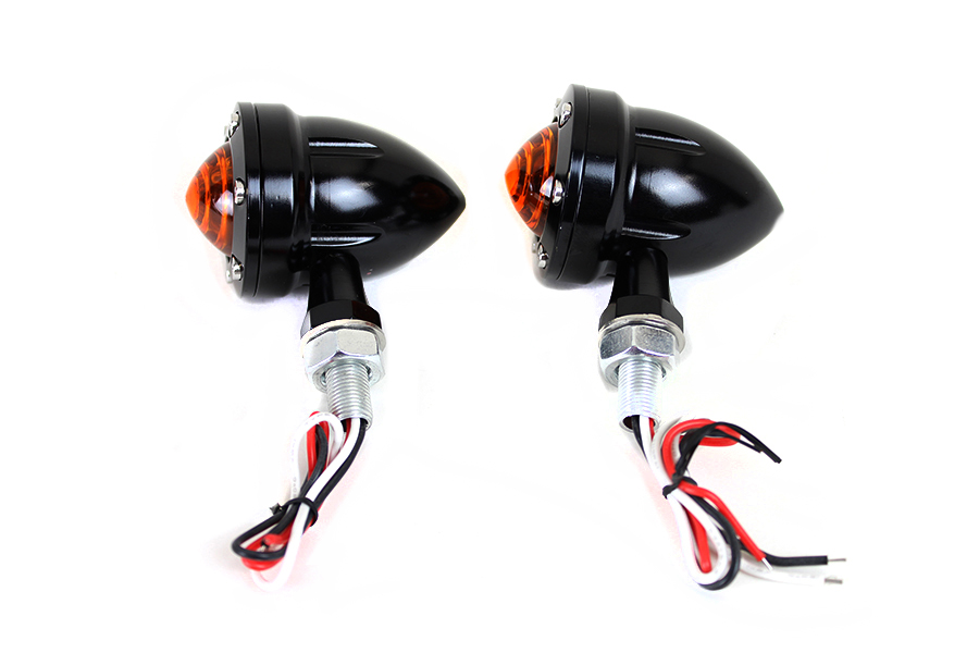 LED Bullet Turn Signal Set Black with Amber Lens