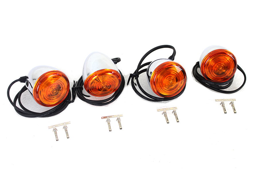 Mini Torpedo Style LED Turn Signal Set with Amber Lenses