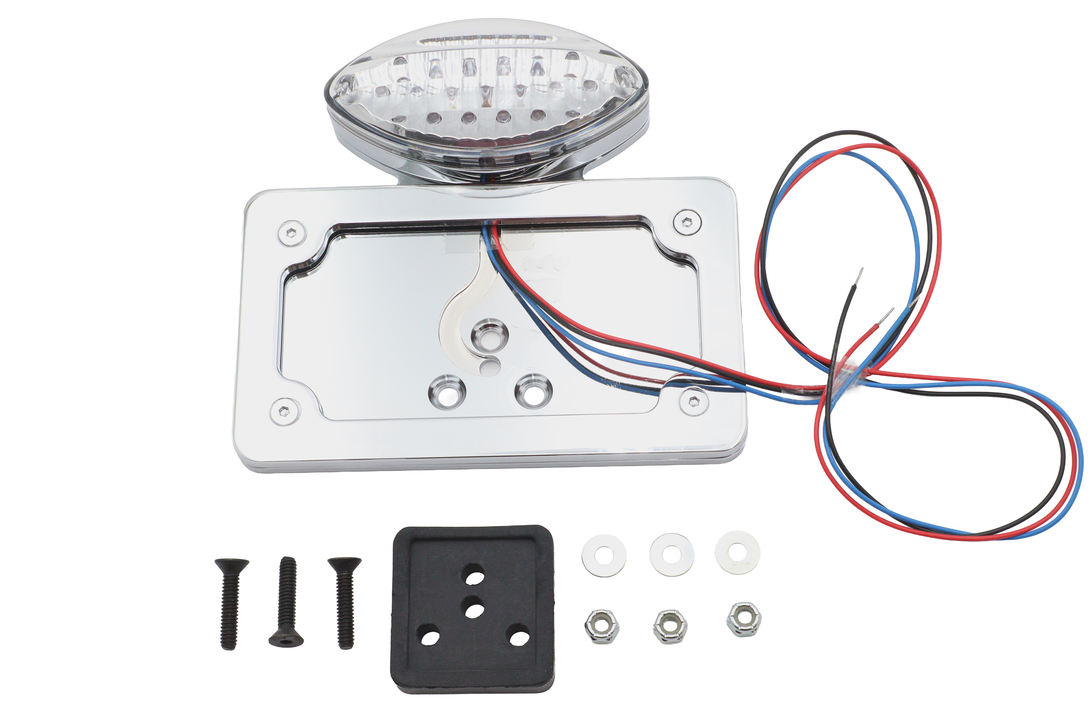 Chrome Billet Fender Mount LED Tail Lamp with Clear Lens