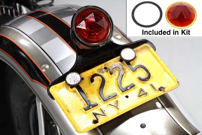 Faceted Round Tail Lamp Lens Red