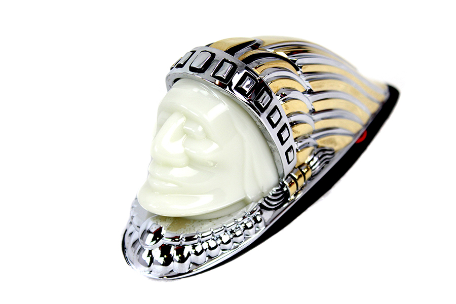 Indian Head Fender Ornament Chrome and Gold