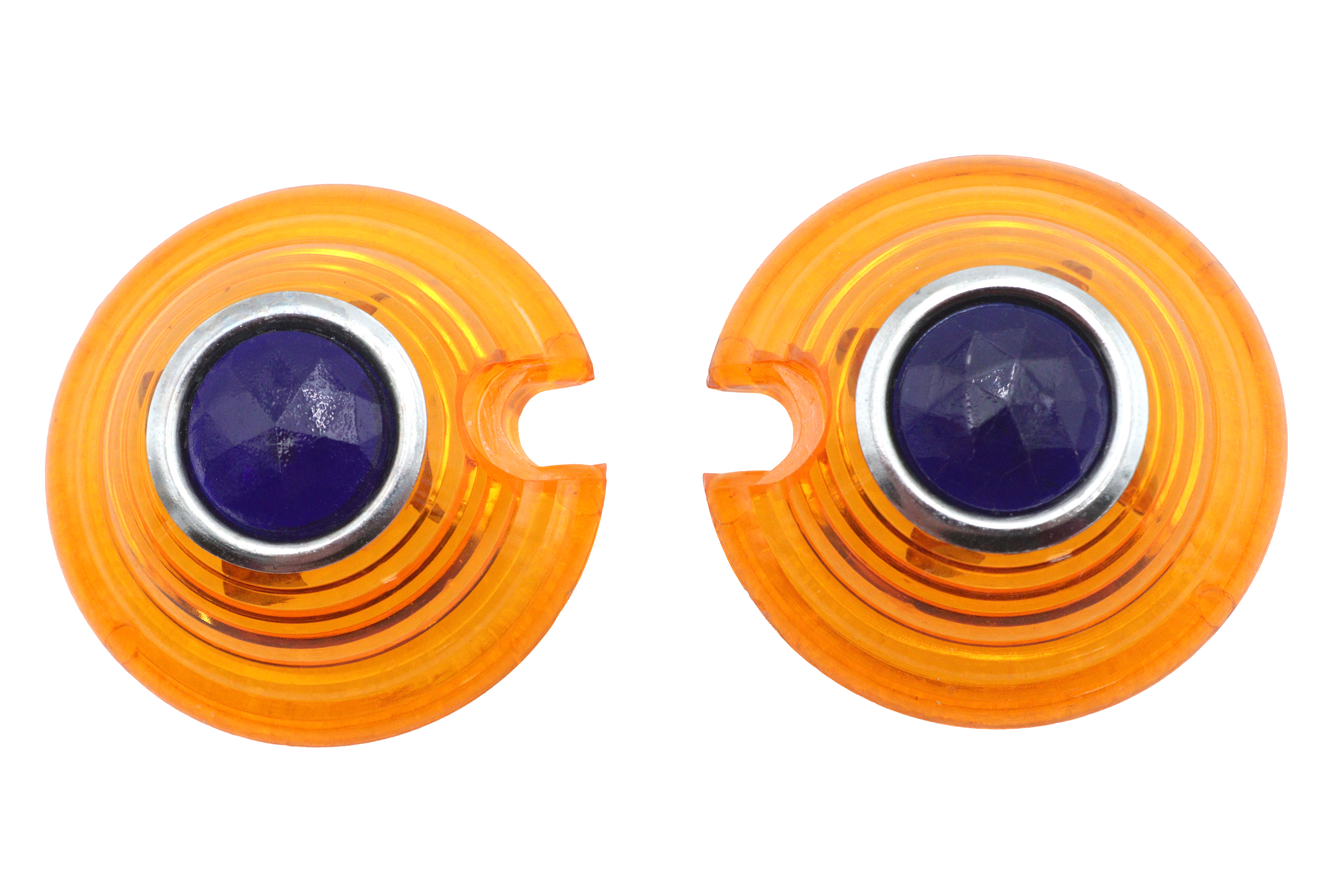 Marker Lamp Lens Amber with Blue Dot Bullet Style