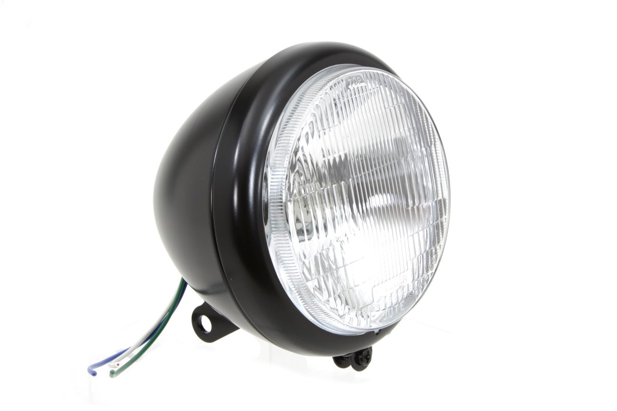 Black 5-3/4" Round Headlamp Assembly Tear Drop Style