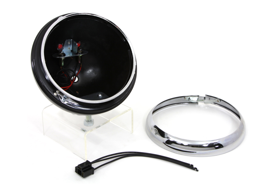 Black 7" K Headlamp Housing with Chrome Rim