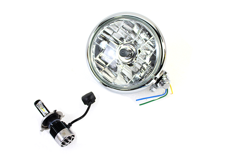 5-3/4" Bates Style 12 Volt LED Headlamp Chrome