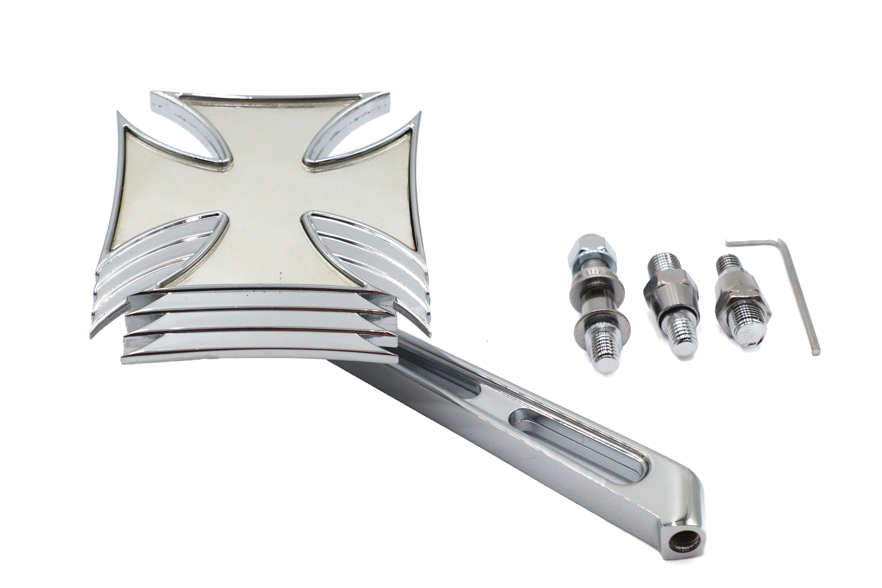Chrome Maltese Mirror with Billet Girder Stem
