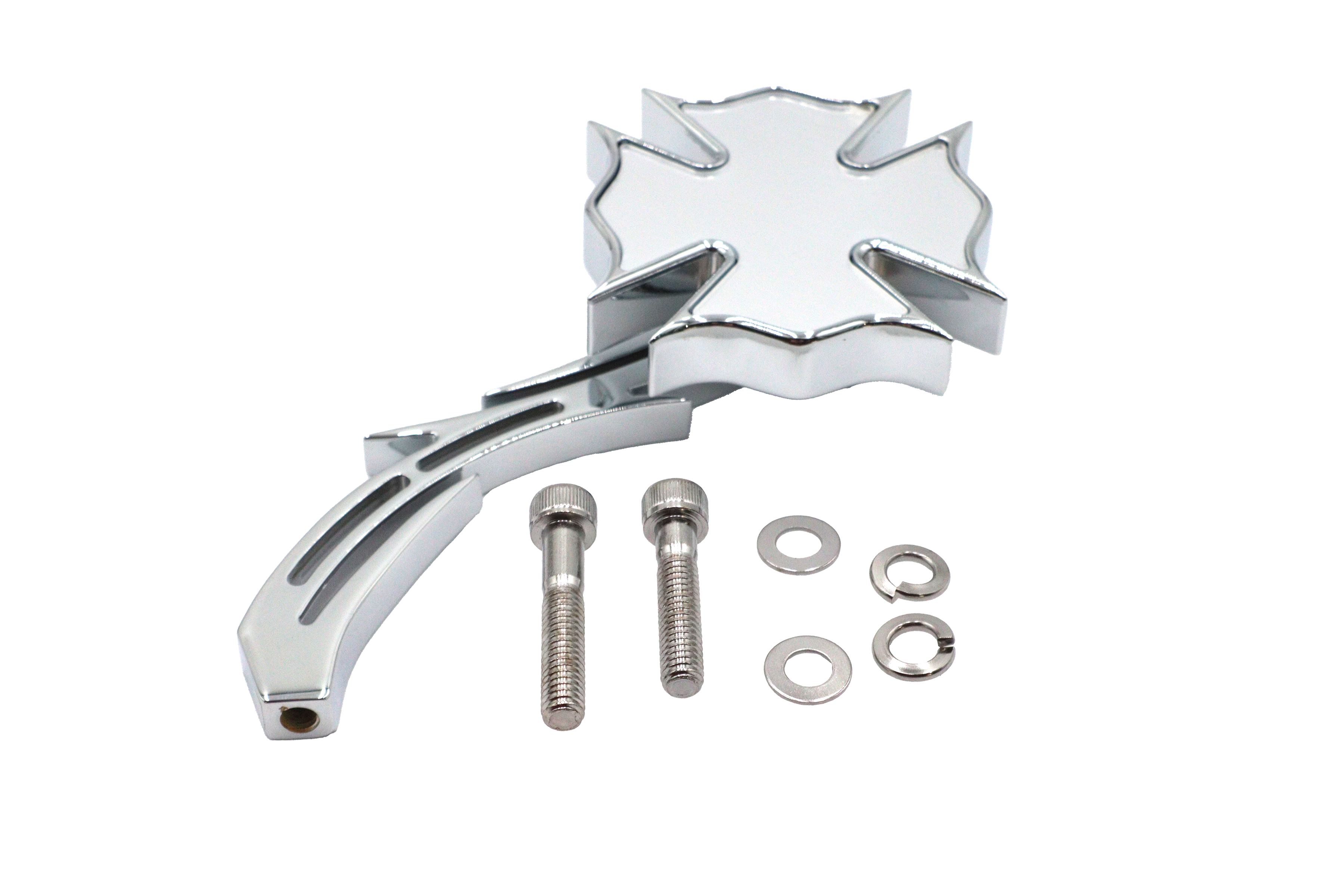 Chrome Firefighter Mirror with Billet Skull Stem