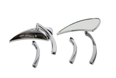 Chrome Tear Drop Mirror Set with Solid Billet Stems