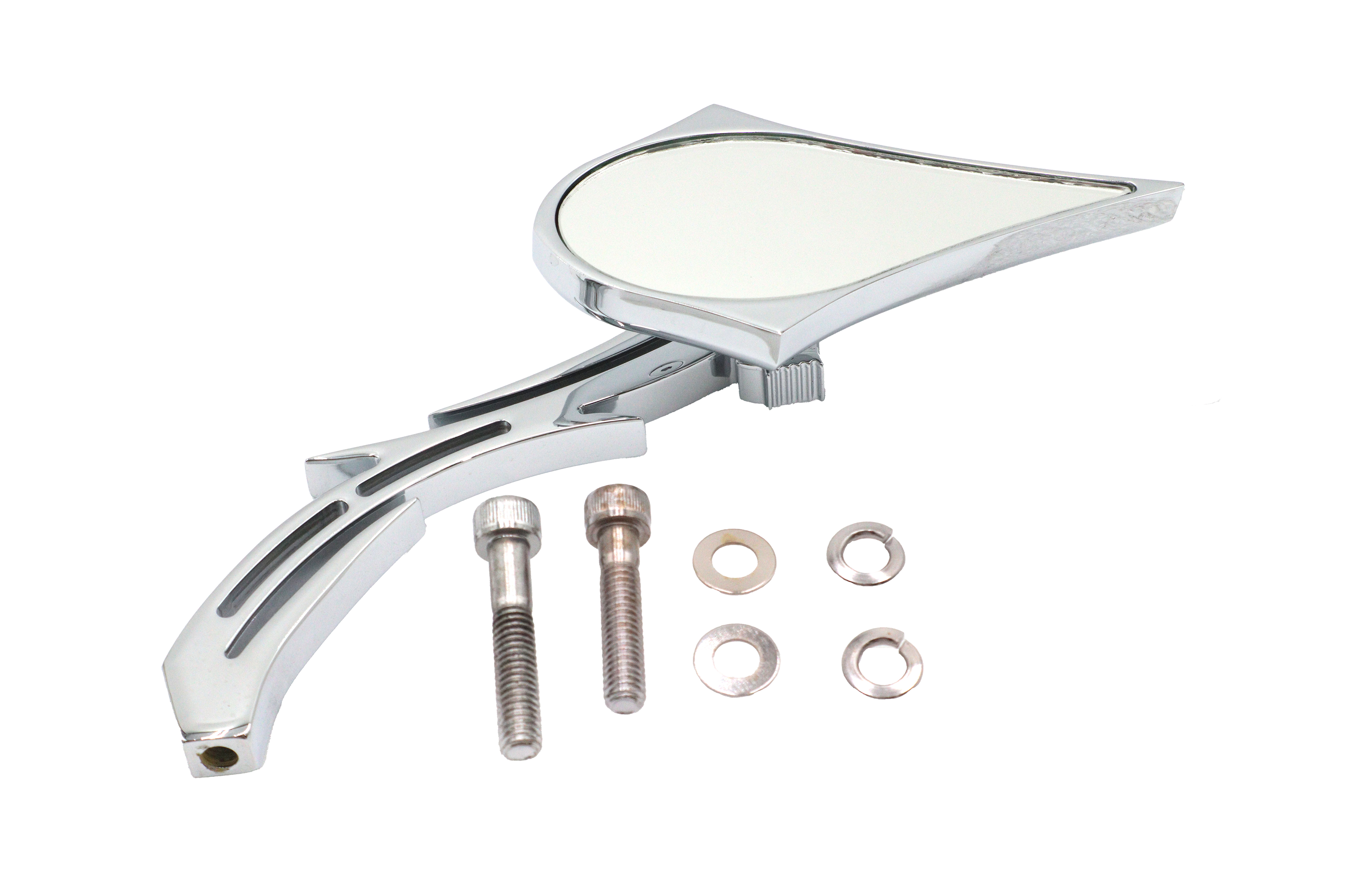 Chrome Spike Oval Mirror with Billet Skull Stem