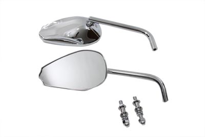 Chrome Teardrop Mirror Set with Round Stems