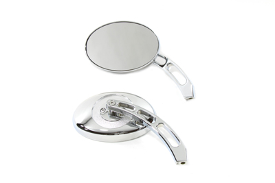 Oval Mirror Set with Billet 3 Slot Stem Chrome