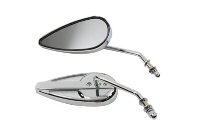 Teardrop Mirror Set with Round Stems Chrome