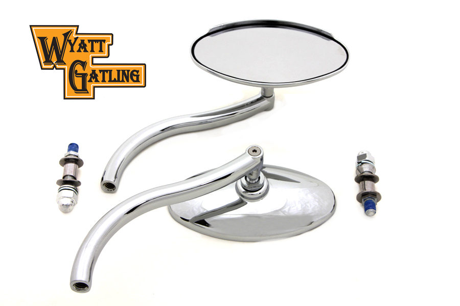 Wyatt Gatling Chrome Oval Mirror Set with Contour Round     Stems