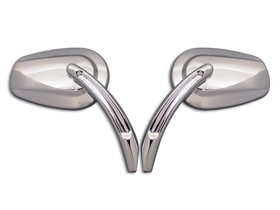 Rectangle Taper Mirror Set with Billet Stems Chrome