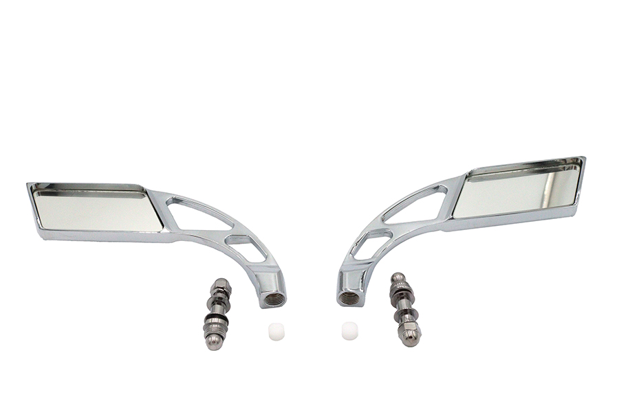 Parallelogram Mirror Set with Billet Slotted Stem Chrome