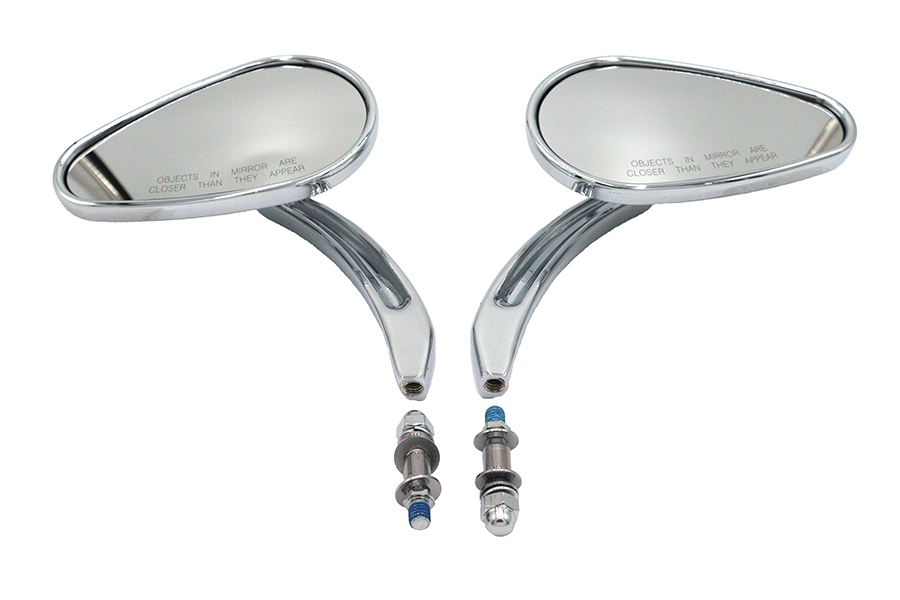 Bullet Mirror Set with Billet Sculpted Stems Chrome