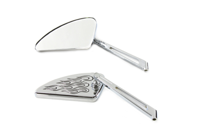 Flame Teardrop Mirror Set with Slotted Stems Chrome