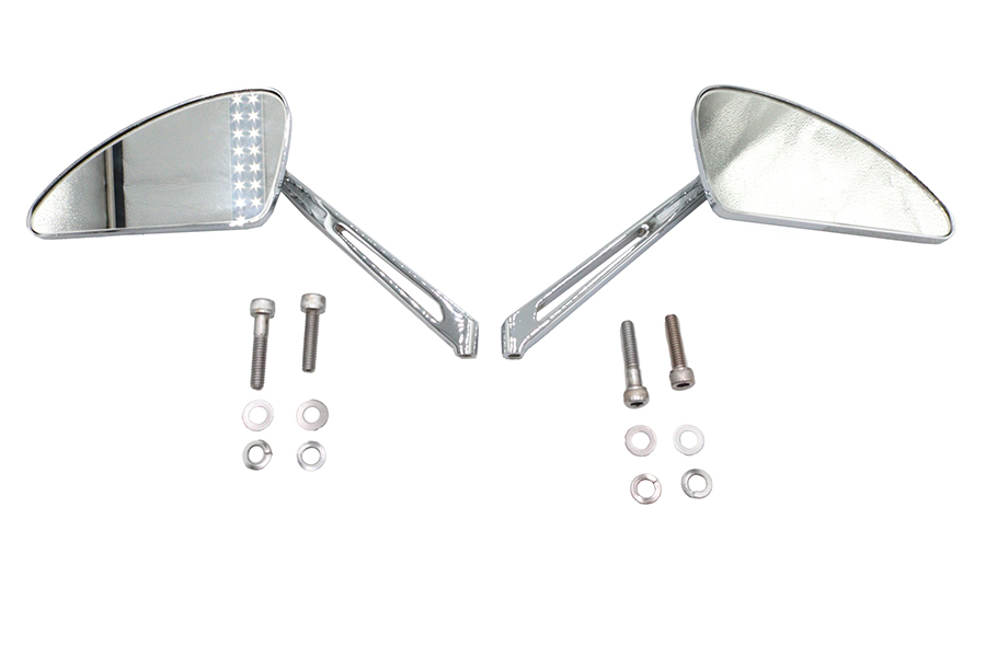Flame Teardrop Mirror Set with Slotted Stems Chrome