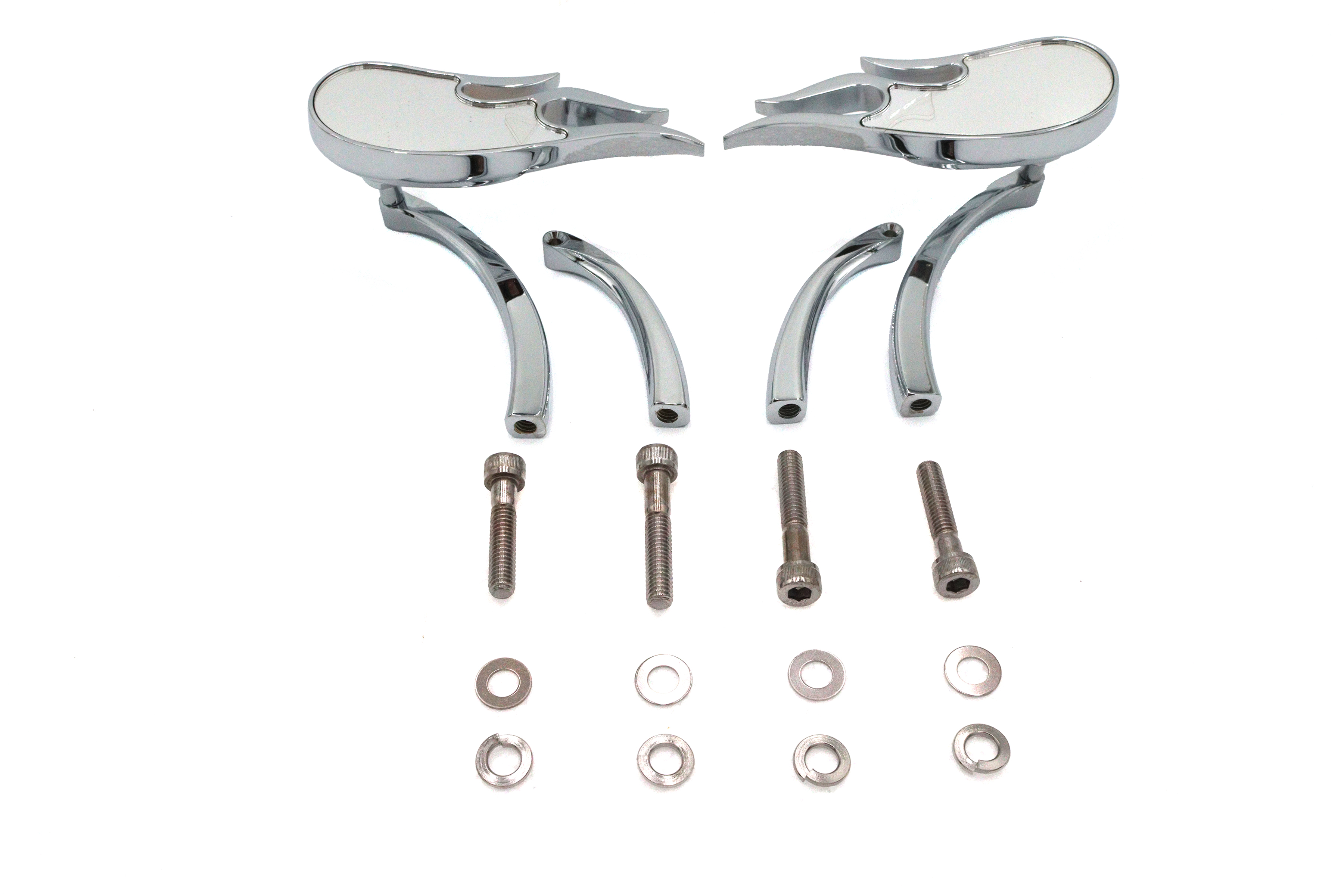Fireball Mirror Set with Billet Curved Stems Chrome