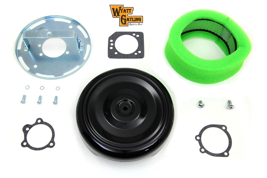 Wyatt Gatling 8" Round Air Cleaner Kit with Black Cover