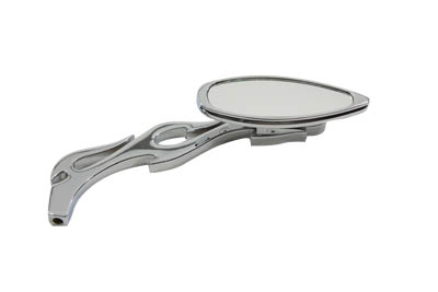 Tear Drop Mirror with Billet Flame Stem Chrome