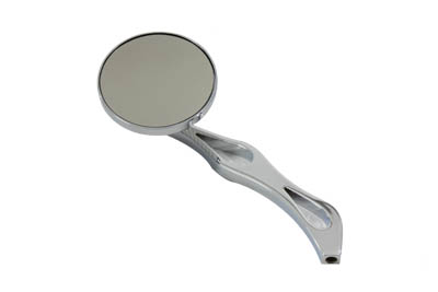 3" Billet Round Mirror with Billet Flame Stem