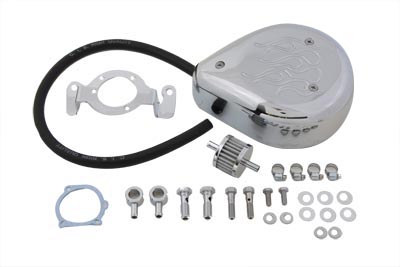 Teardrop Air Cleaner Kit Chrome Flame