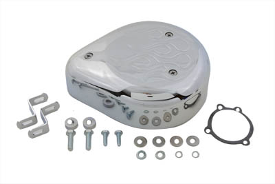 Tear Drop Air Cleaner Kit Chrome Flame