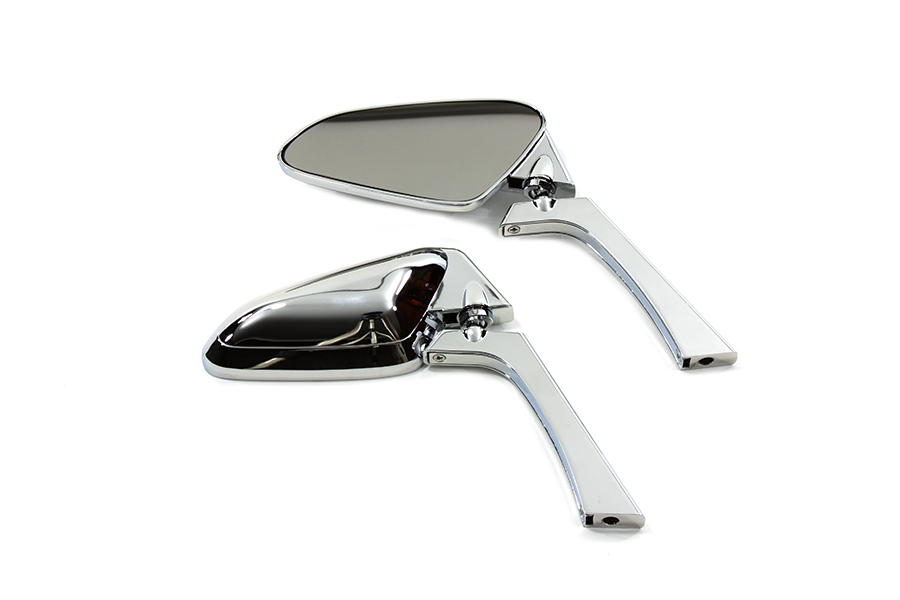 *UPDATE Teardrop Deco Mirror Set Chrome with Billet Stem