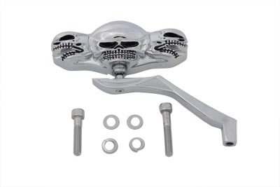 3 Skull Mirror with Billet Wing Stem