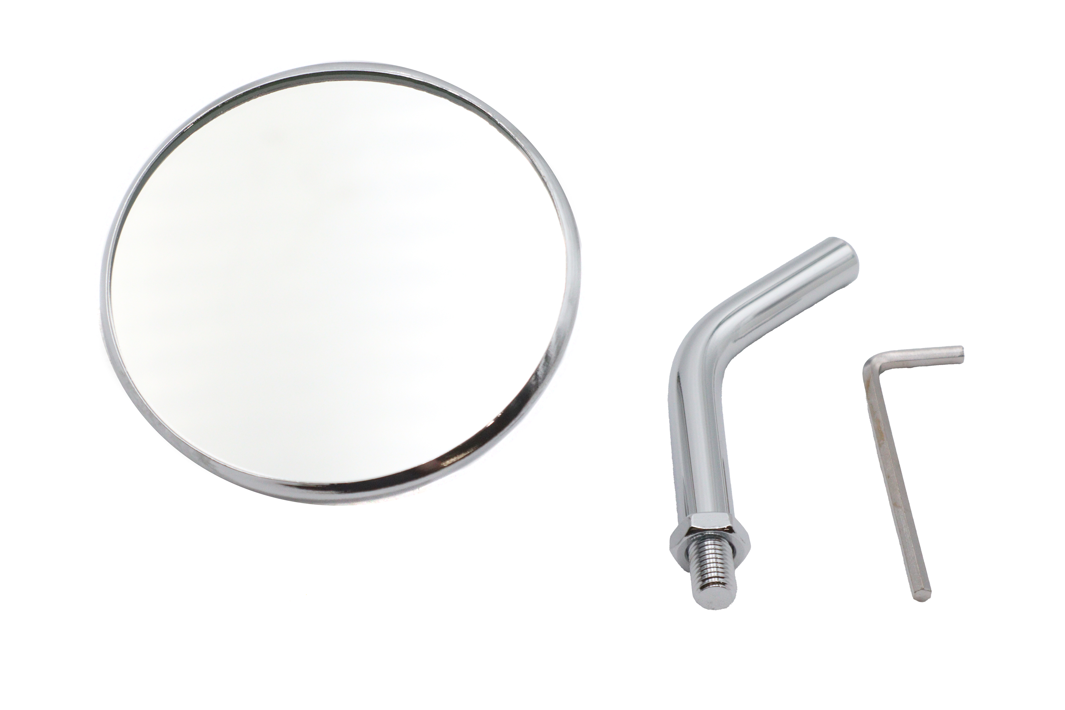 3" Round Mini Mirror Top Triple Tree Mount Chrome
