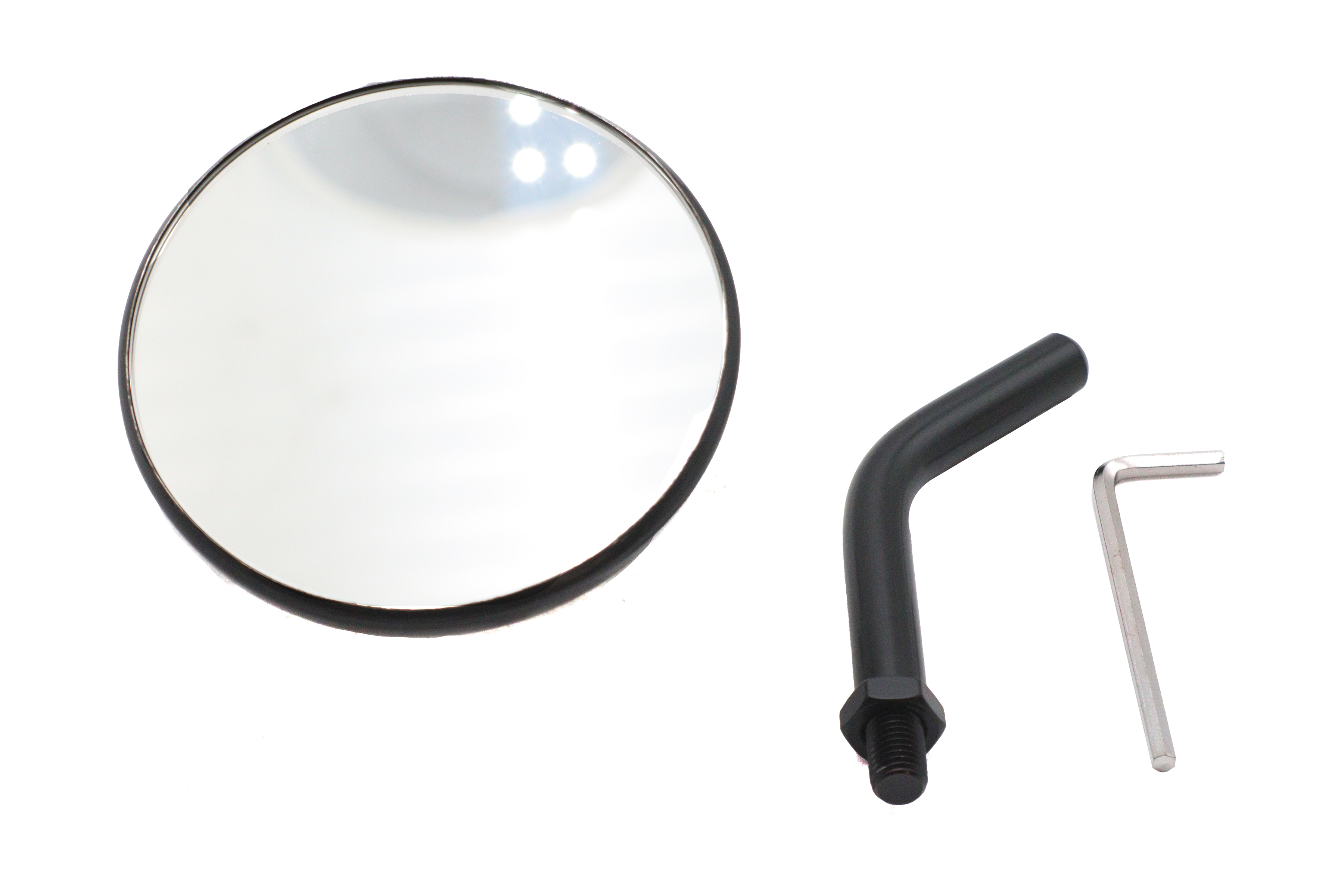3" Round Mini Mirror Top Triple Tree Mount Black