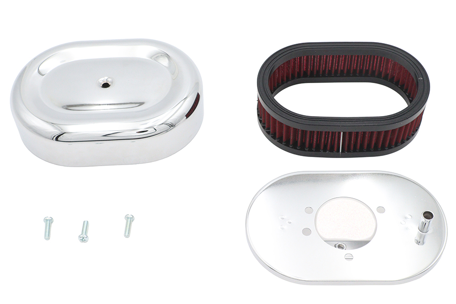 Mini Oval Air Cleaner Kit Chrome For Shorty Carburetors