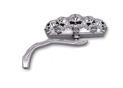 Chrome 5 Skull Mirror with Billet Worm Stem