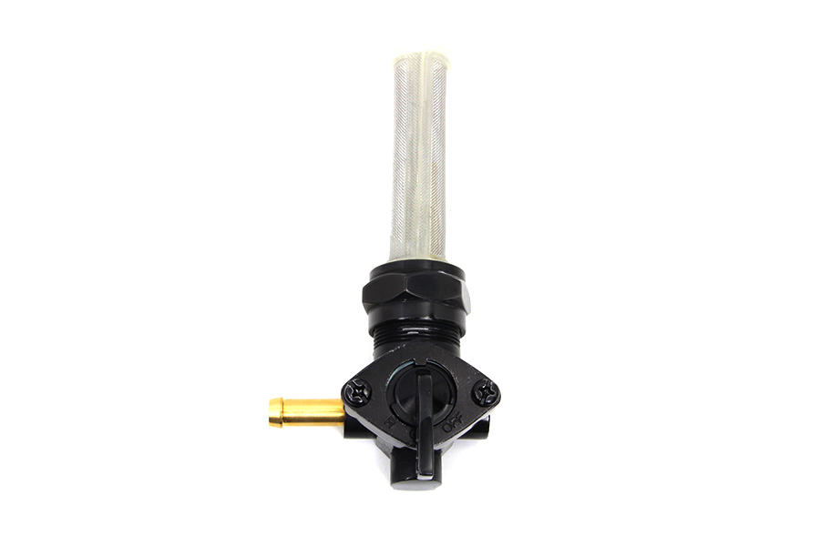 Black Petcock with Nut and 90° Left Outlet
